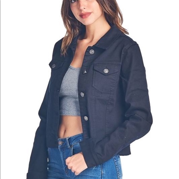 NWOT Black Denim Jacket 1 size Small left - Picture 4 of 8